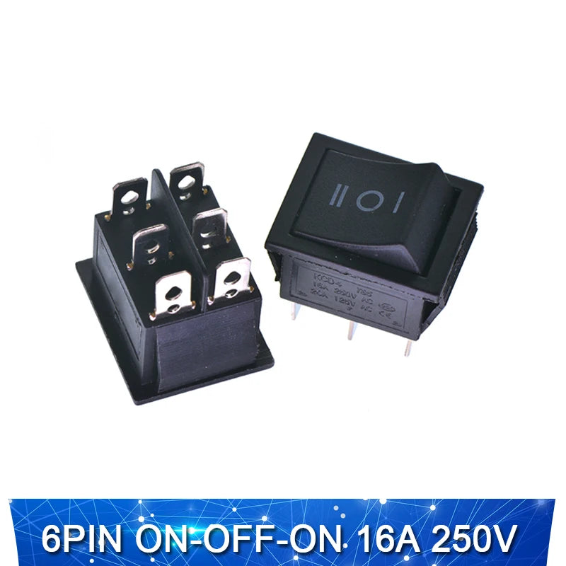 KCD4 Rocker switch ship type switch rocker power button 4/6PIN red light green light 31x25mm16A/30A 250v ON-OFF/ON-OFF-ON