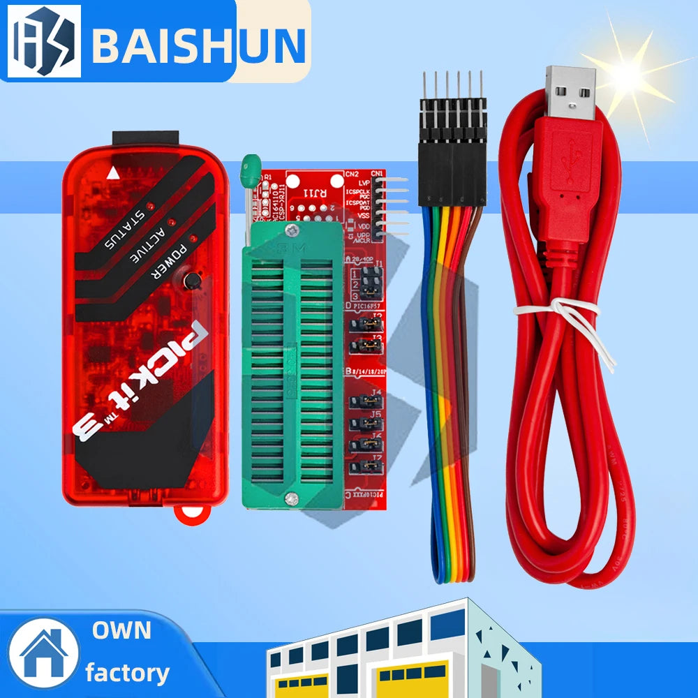 PICKIT3 KIT3.5   PIC KIT3 PICKIT 3 Programmer Offline Programming PIC Microcontroller Chip +PIC Programmer adapter seat