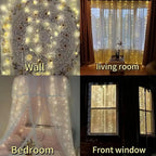 Monochrome Curtain Light, Warm White/White Light, 300LEDs Smart Wall Light, Waterfall Light, Remote Control Timing, Bedroom, Background Wall, Party, Halloween, Christmas Indoor and Outdoor Decoration
