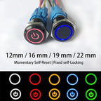 12/16/19/22mm Oxidized Black shell Push Button Switch Momentary Latching Fixed On Off Power Switch LED Light Various Colors