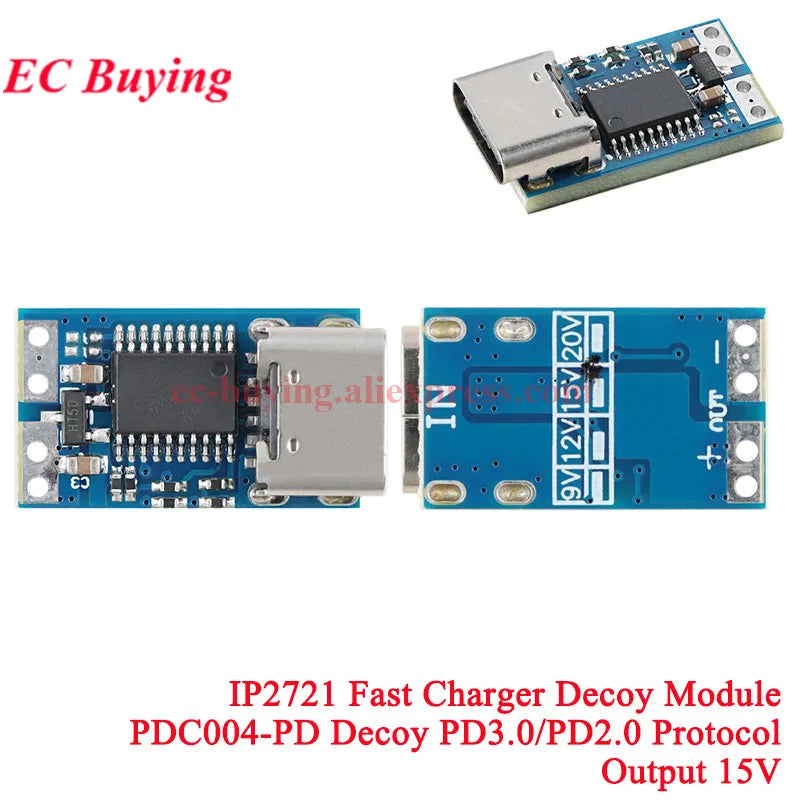 ZY12PDN Type-C USB-C PD2.0 PD3.0 to DC Fast Quick Charger Charging Trigger Polling Decoy Board Module 5V 9V 12V 15V 20V PDC004