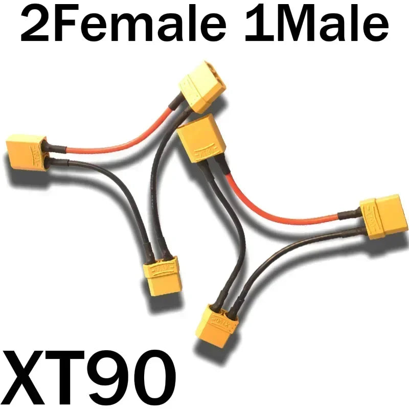 XT90 Connector Male to Female Battery Adapter Series Y Shape Rc Helicopter Connection Cable 14AWG 10CM Heat-Resistant Silicone 