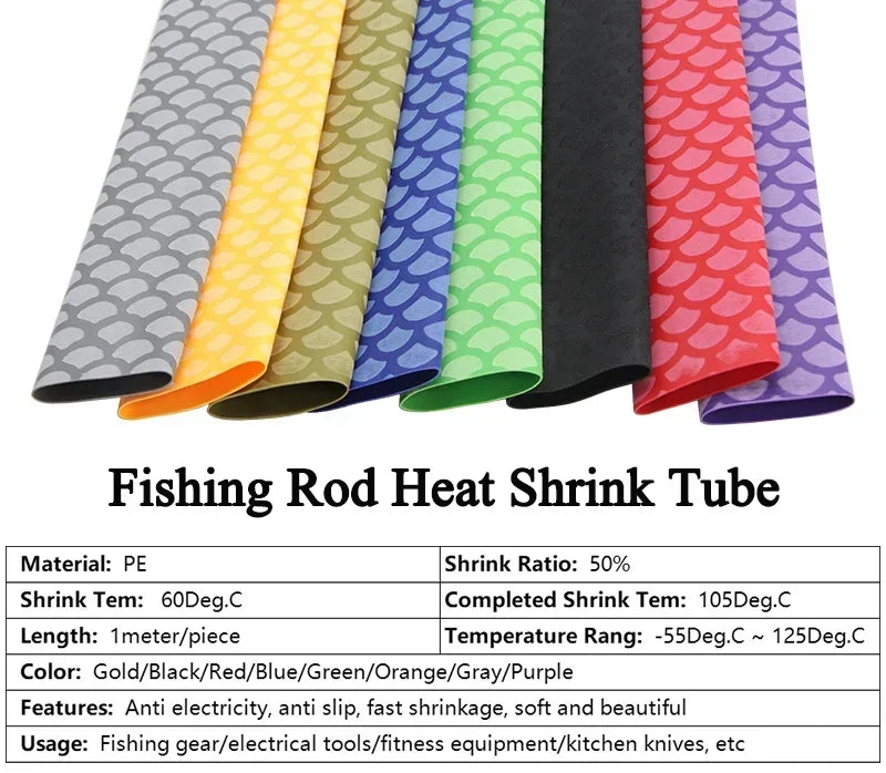 1m/pc﻿ Fish Scale Anti-slip Heat Shrink Tube Dia.15~45mm 2:1 Non-slip Handle Repair Electrical Cable Insulation Fishing Rod Wrap