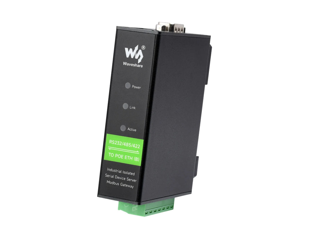 Waveshare Rail-Mount Serial Server, RS232/485/422 To RJ45 Ethernet Module, TCP/IP To serial, Modbus Gateway MQTT Gateway,POE Opt