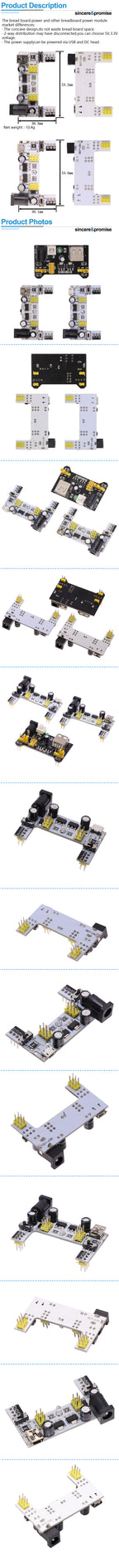 MB102 Mini Micro USB Interface Breadboard Power Supply Module MB-102 Module For Arduino DIY Kit White DC 7-12V 2 Channel Board