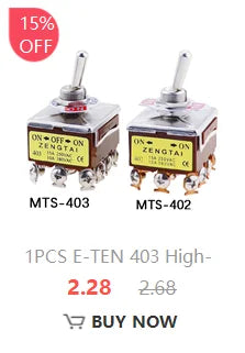 5PCS Miniature Toggle Switch Double Pole Double Throw DPDT (MTS202) ON-ON 120VAC 6A 1/4 Inch Mounting MTS-202