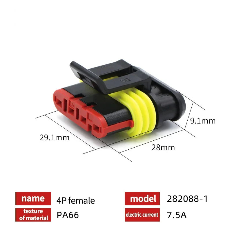 20/50/100Sets 1.5 Series AMP Automobile Connectors 1/2/3/4/5/6 Pin Super Seal Waterproof  Electrical Wire Connector PA66 Nylon