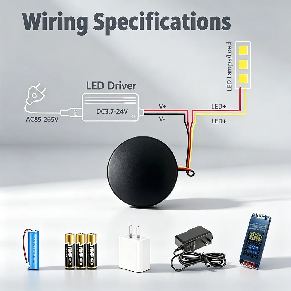 12V 24V Light Control Touch Dimmer Switch Dimmable 80mm Wood Panel LED Touch Sensor Switch for Home Automation