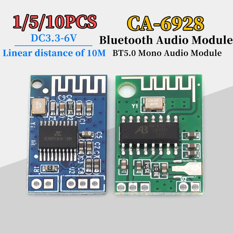 1/5/10PCS Mono Bluetooth 5.0 Audio Module CA-6928 DC3.3-6V for Wireless Music Player Speaker Receiver Modified Amplifier Board
