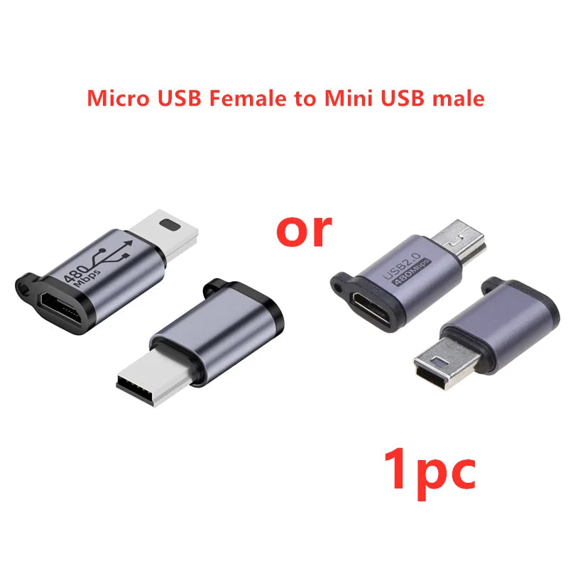 Usb Type C to Mini USB MicroUSB Adapter Micro USB to TypeC Mini USB Converter Connector Support Charge Data Sync 480Mbps 18W