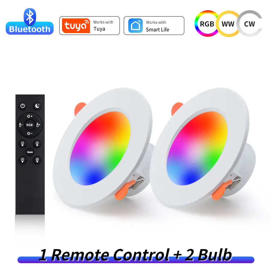 Smart LED Downlight 10W 220V Tuya Smart Life Bluetooth Can Ceiling Light Dimmable 1-4 Pack RF 2.4G Remote Group Control 75-105mm