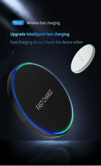 Mini Fast Wireless Charger Station For iPhone 17 16 15 14 13 11 Pro Max Induction LED Light Charging Station For Samsung Xiaomi