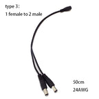 2 Way DC Power Adapter Cable 5.5mm X 2.1mm 1 Male to 2 Female 2 Male Splitter Connector Plug Extension for CCTV LED Strip Light