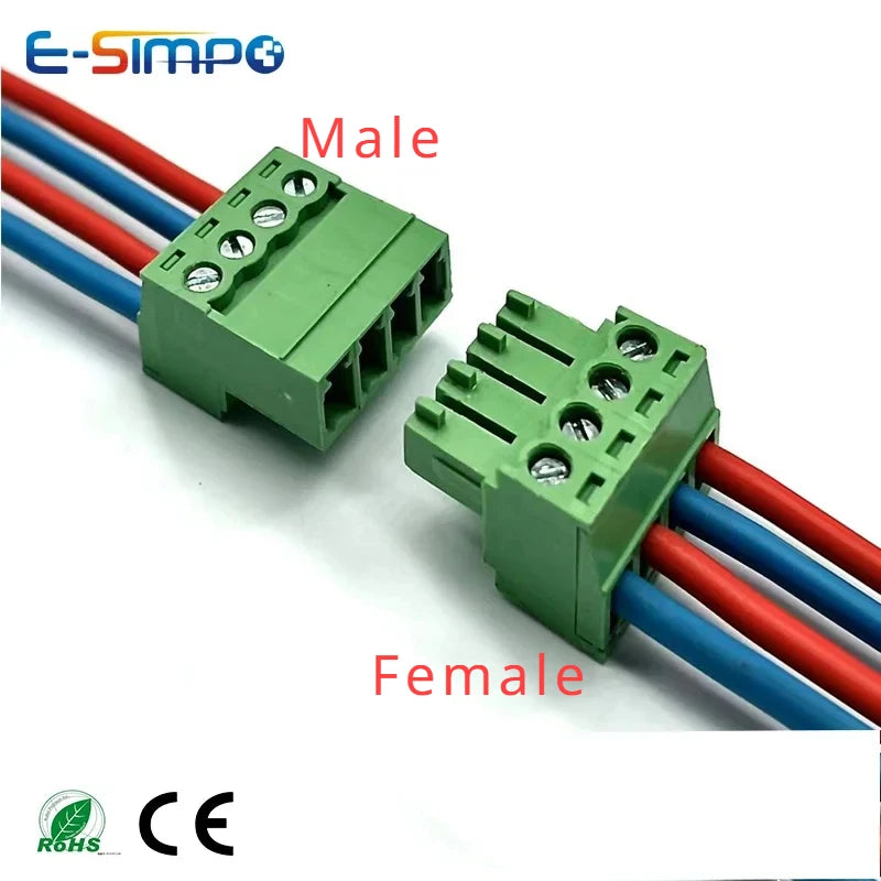 5Pairs 2EDGRK 15EDGRK-3.5mm 3.81mm 2-24P Right Angle Screw Plug Male+Female Socket 28-16AWG Wire Screw Terminal Block Connector