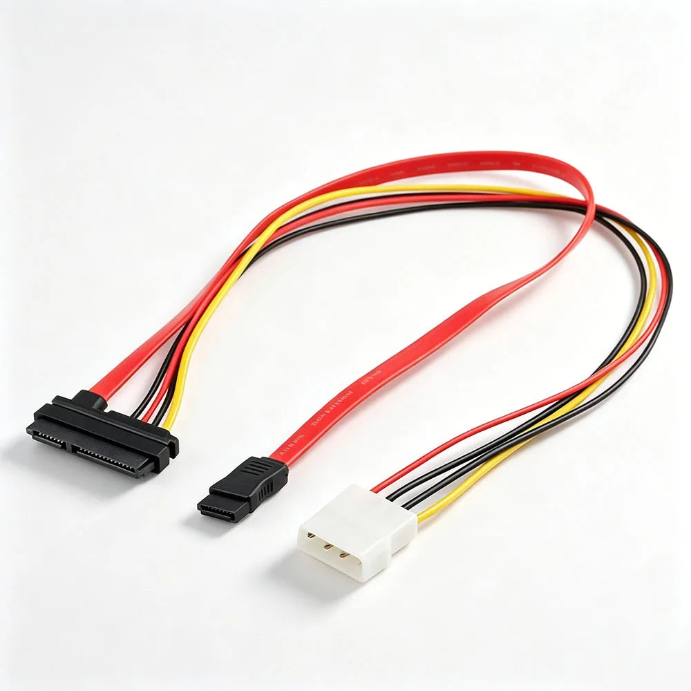 All-in-One Power & Data SATA Cable High Quality 4Pin Molex IDE to 7+15Pin Adapter for Desktop PC SSD HDD Optical Drive 0.1-0.5m