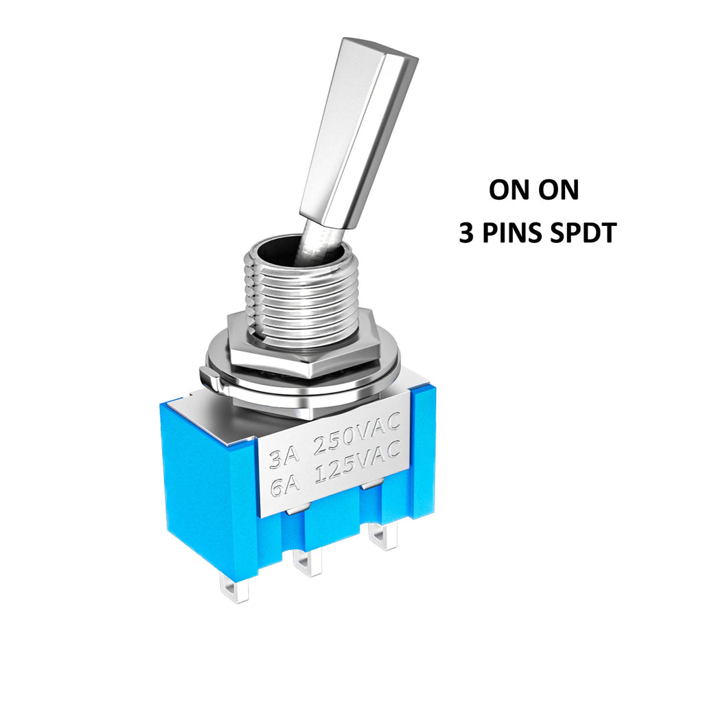 10PCS Mini Toggle Switch 3 Position 2 Position ON OFF ON DPDT SPST DPST 6A 125VAC 3A 250VAC Latching Flat Handle for Car Truck