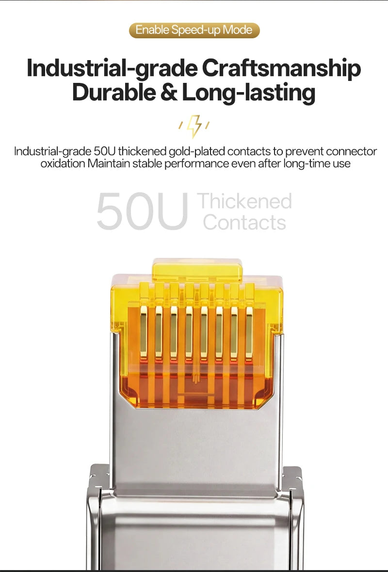 Cat7 Tool‑Free RJ45 Connector Shielded Reusable Field Termination Zinc‑Alloy No Crimp for CAT7 CAT6A STP Network Cabling Project
