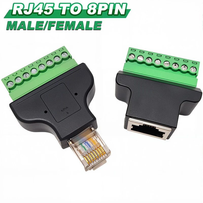 RJ45 Male To Screw Terminal Adaptor RJ45 Female To 8 Pin Connector RJ45 Splitter For CCTV DVR CCTV Accessories 2/4/8PCS
