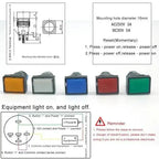 5pcs 16mm Rectangular Power Push Button Switch With Lamp Self Reset Momentary Latching Fixed Lock Five Pin LA16-J-11D LA16-J-11S