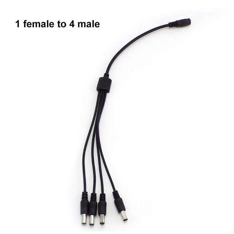 1 Female to 2 3 4 5 6 8 Way Male DC Connector Power Supply Splitter Plug Adapter Cable Cord 5.5x2.1mm for Led Strip Light CCTV P
