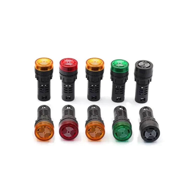 1PCS 12mm AD16-22SM 12V 24V 36V 48/110/220V Flash Signal Light Red LED Active Buzzer Beep Alarm Indicator Red Green Yellow Black