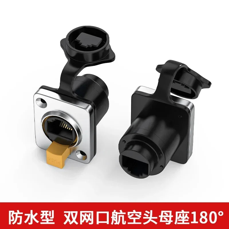 Waterproof CAT6A RJ45 Plug Socket Industrial Ethernet Cable Extender Adapter Category 6 Network Interface Panel Module Connector