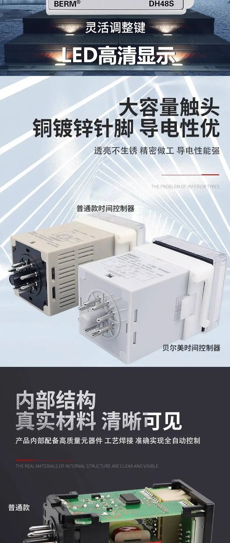 Digital Display Time Relay DH48S-2Z DH48S-1Z Timer 9999H With Base And Two-Year Warranty