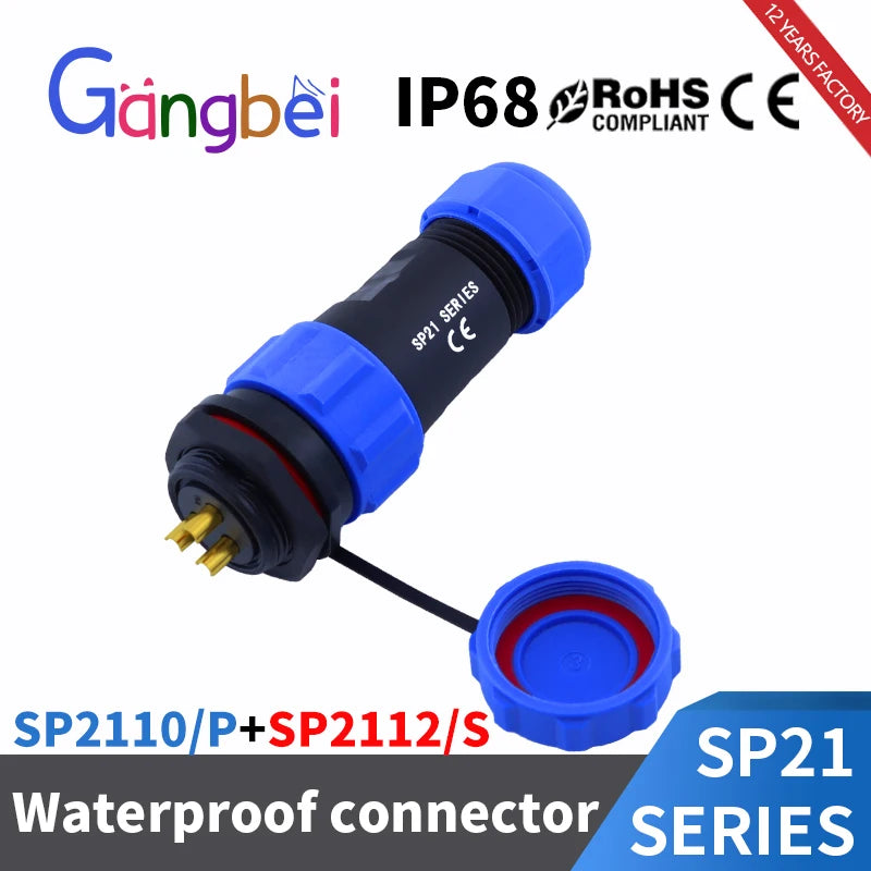 SP21 Aviation Male/Female Docking Plug Socket SP2110P SP2111S SP2112S SP2115S IP68 Waterproof Connector Gangbei