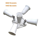 5 in 1 Light Socket Splitter E26 E27 Adapter Converter for Standard LED Bulbs 360 Degrees Adjustable 180Degree Bendable Max 300W