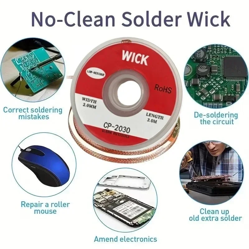 Welding Wires Desoldering Braid Solder Remover Wick Wire Repair Tool High Conductivity Flexible Copper Braided Wire Solder