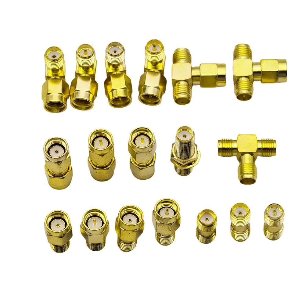 SMA Connectors kit 18Pcs/box SMA RP-SMA Plug Male Jack Female RF Coax Adapter for FPV Drone Antennas WiFi Router Radio Wireless