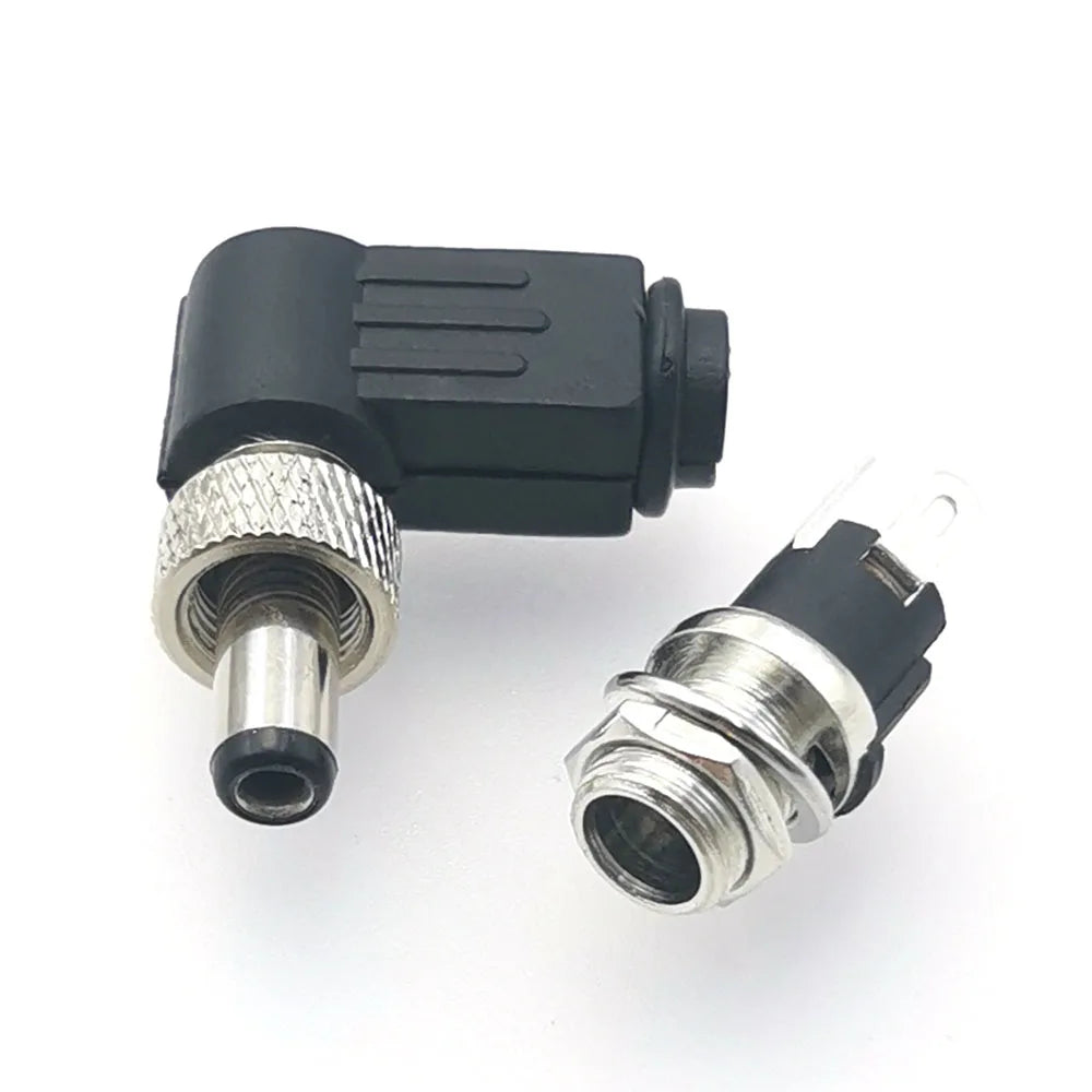 1pc 5.5 X 2.1 2.5MM Screw Locking DC Power Connector Female Plug & Metal Panel Mount Socket Locable Secure Standard Plug Socket
