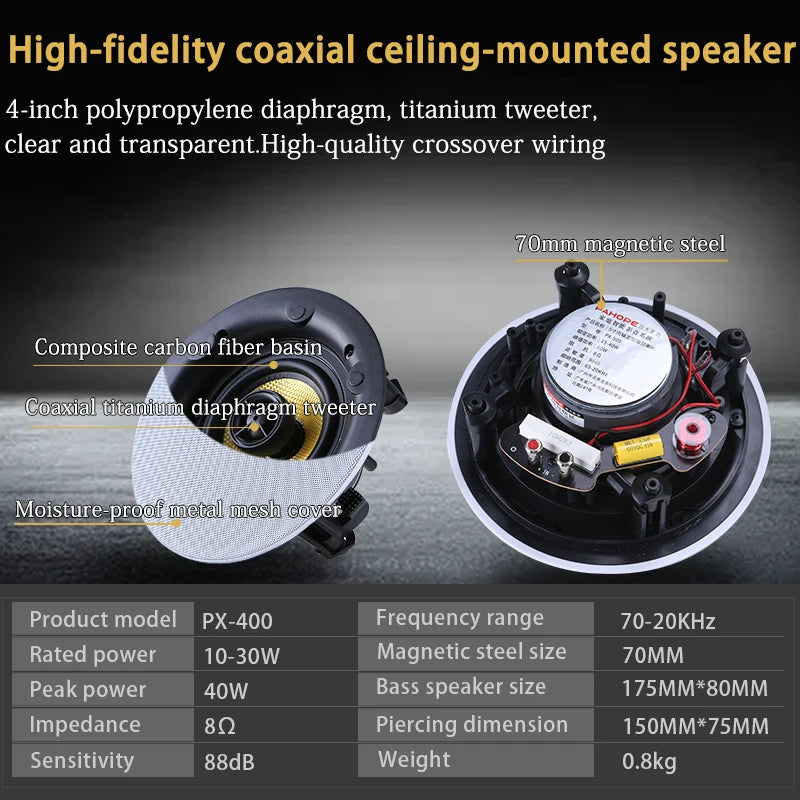 speakers 4inch embedded speakers - Passive audio system - High-fidelity ceiling speakers - Home Living room, hotel use