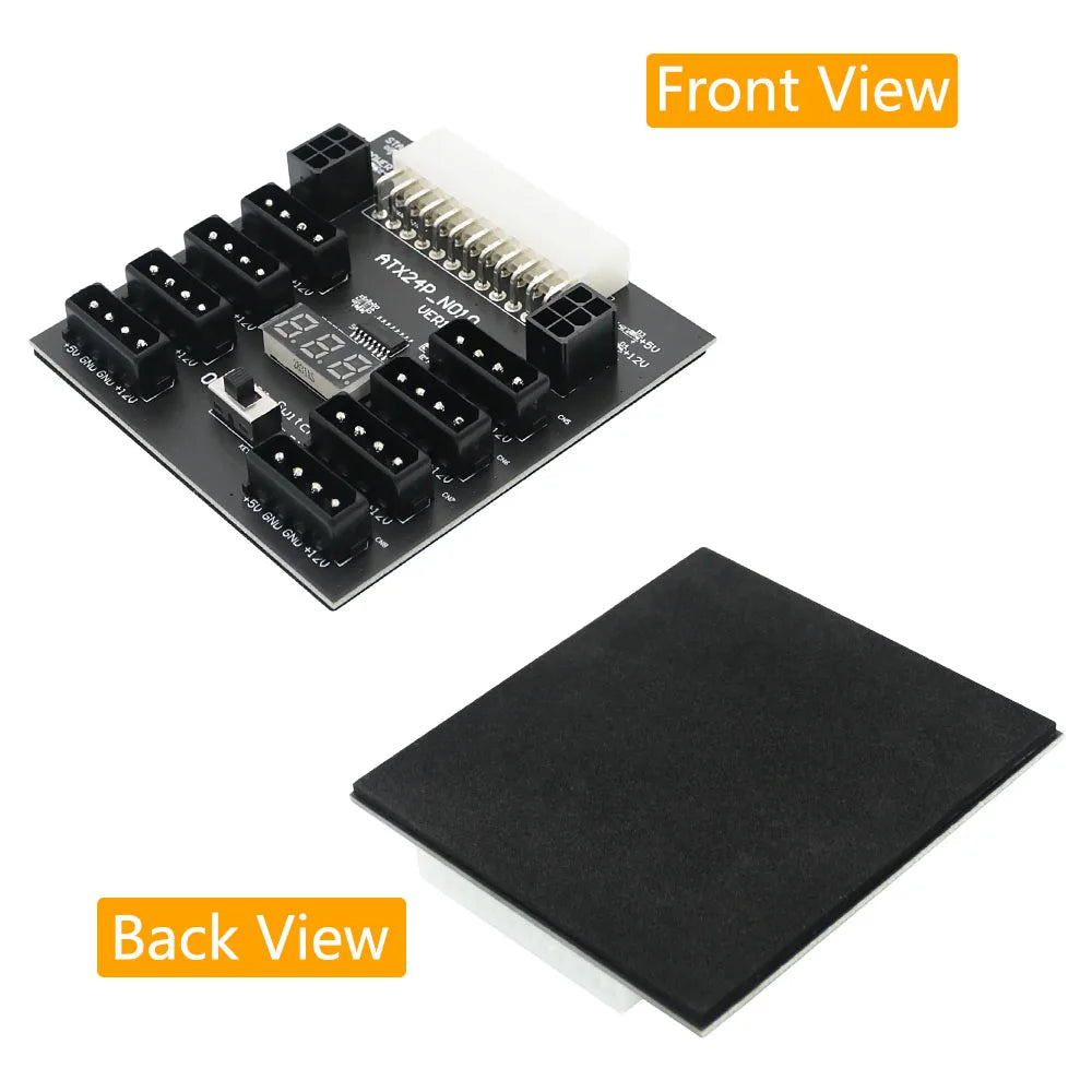 Computer PSU ATX 24PIN to 8 * Molex 4Pin + 2 * PCIE 6Pin Breakout Board Adapter For Hard Disk Drive