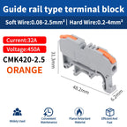 JINH CMK420 One-Flip Lever DIN Rail Terminal Push-in Wire Release Compact Conductor Block Orange Option for Electronics