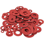 180Pcs Red Steel Paper Insulation Washers Kit, M2-M12 Mica Flat Pad Gaskets, Insulating Spacers for Electrical DIY