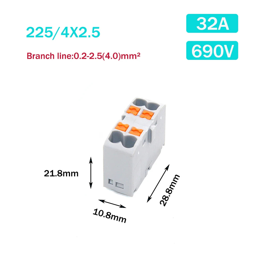 Wire Electrical Connectors PTFIX 2.5mm Wire Merging And Branching Device Push-in Terminal Block Connector Mount On Din Rail
