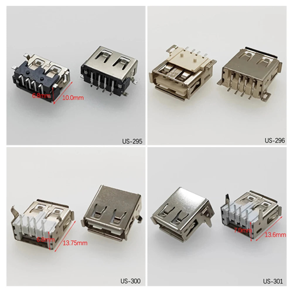 5PCS USB2.0 Female USB Socket Connector 4P USB 2.0 4 Pin Female USB 2.0 Transfers Jack For Laptop Notebook Computer USB Type A/B