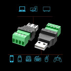 USB 2.0 Connector Avoid Welding Plugs USB Type A Male Female to 4Pin 5pin Screw Terminal Socket Adapter Plug For Computer TV