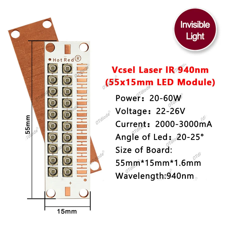 3535 Vcsel Laser High Power LED Chip IR Infrared 10W 20W 30W 50W 60W 80W 100W 850nm 940Nm 808nm 980nm 1064nm Sensing Monitoring
