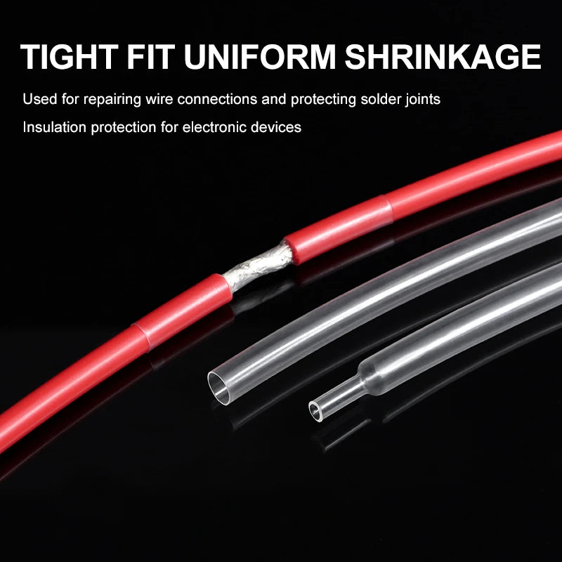 1~10m 3:1 Heat Shrink Tube With Glue Clear 1.6 - 39mm Dual Wall Adhesive Lined Polyolefin Shrinkin ﻿Wrap Cable Protect Sleeving