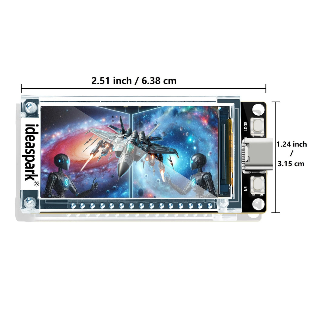 ideaspark® ESP32 16MB Development Board 1.9in ST7789 170x320 TFT LCD Display,WiFi+BL Module,CH340,Type-C for Arduino Micropython