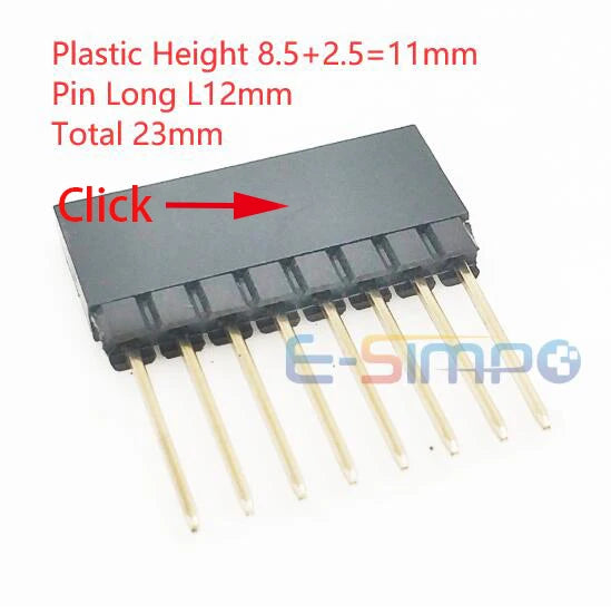 10pcs PC104 2.54mm 1x4P 6P 8P 10P 40P Industrial Female Socket Single Row Rohs PH8.5mm Long Pin Female Header