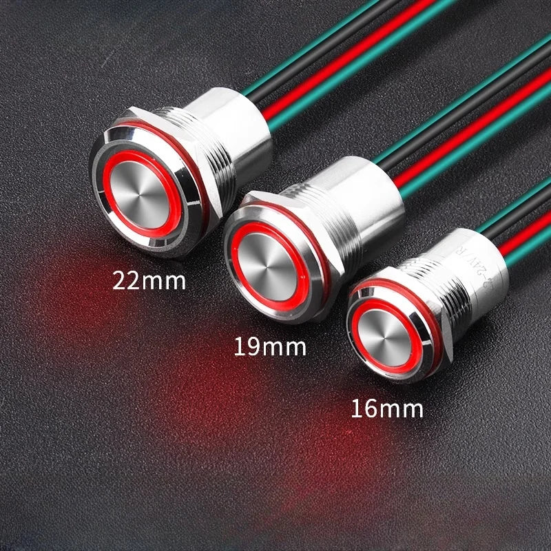 16 19mm Metal Pushbutton Switch High Current 10A Outdoor IP68 Self-Locking Reset Waterproof Start Power Button