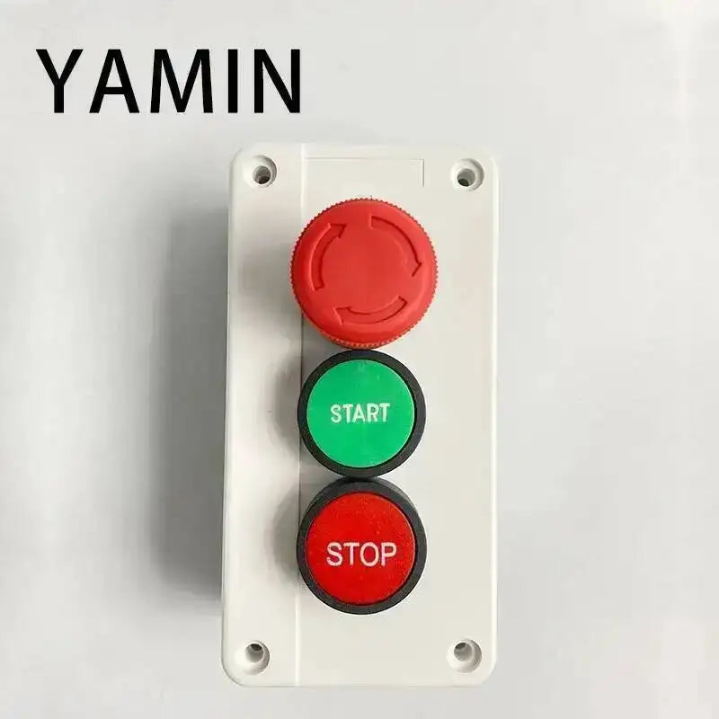 600V 10A OFF-ON-OFF Start Stop NC Emergency Stop NO Red Green Control Electric Circuit Flat Push Button Switch