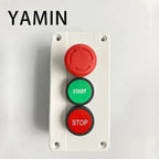 600V 10A OFF-ON-OFF Start Stop NC Emergency Stop NO Red Green Control Electric Circuit Flat Push Button Switch