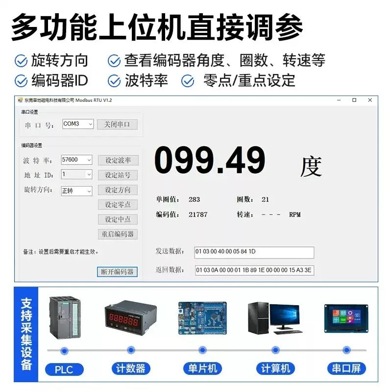 High‑Precision Magnetic Absolute Rotary Encoder RS485 Output Mini Angle Position Transducer Sensor