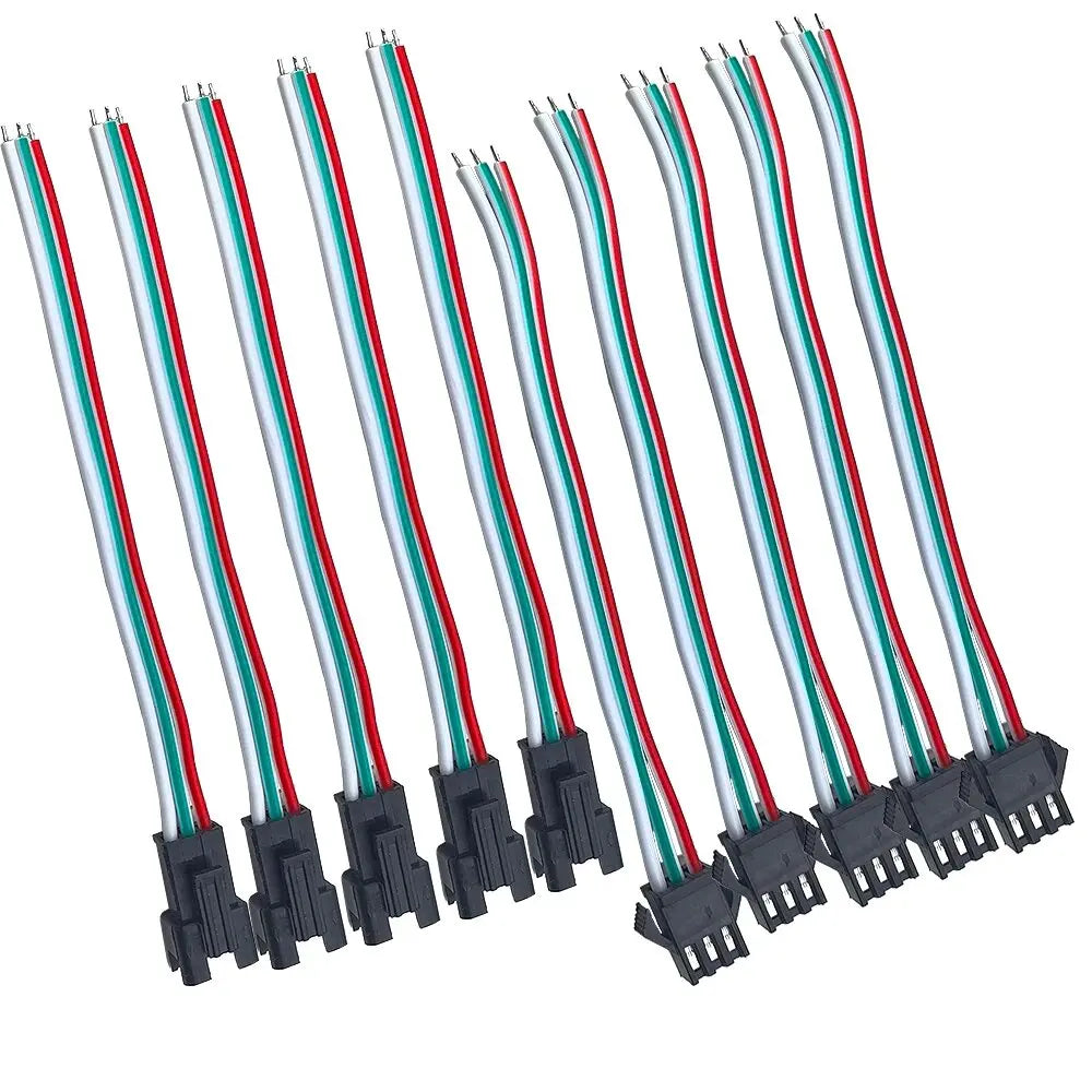 3 Pin JST SM Male Female Plug Connector Cable For WS2812B WS2812 WS2811 LED Strip Lamp