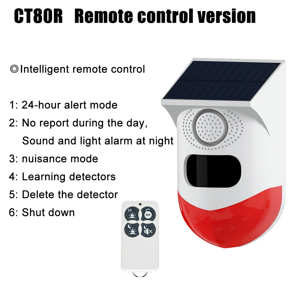 Outdoor Solar PIR Infrared Alarm Smart WiFi Siren Waterproof Wireless 433MHz Burglar Strobe Sensor Multiple Versions Available