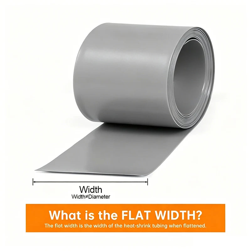 1/5m PVC Heat Shrink Tube Width 50mm ~ 450mm Grey 18650 Lipo Battery Pack Insulated Cable Sleeve Protection Battery Film Wrap